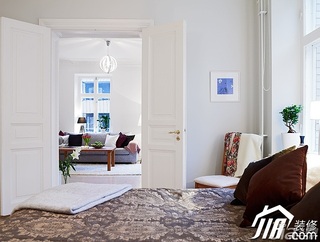 北欧风格公寓简洁白色经济型100平米卧室床图片