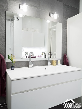 北欧风格公寓简洁白色经济型100平米卫生间洗手台效果图