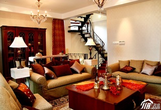 简约风格复式豪华型客厅楼梯沙发图片