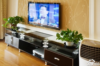 二居室时尚白色富裕型客厅电视背景墙电视柜效果图
