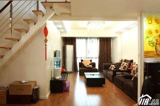别墅富裕型140平米以上客厅楼梯沙发图片
