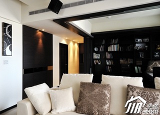 中式风格公寓简洁富裕型90平米客厅书架效果图
