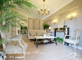 法式风格公寓小清新富裕型130平米客厅沙发图片