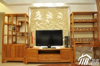 混搭风格二居室舒适富裕型80平米客厅电视背景墙电视柜效果图
