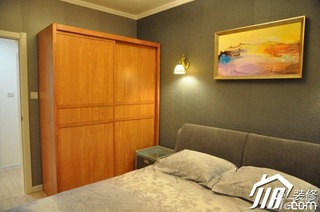 混搭风格二居室舒适富裕型80平米卧室卧室背景墙床效果图
