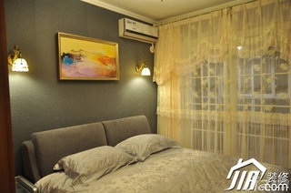 混搭风格二居室舒适富裕型80平米卧室卧室背景墙床效果图