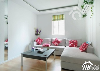 简约风格小户型可爱白色经济型70平米客厅沙发图片