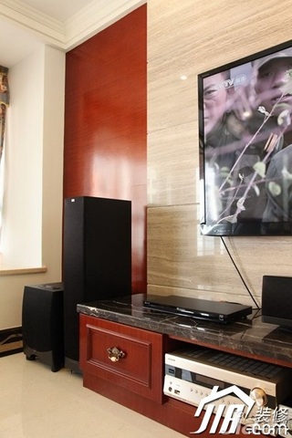 混搭风格公寓豪华型120平米电视背景墙电视柜图片