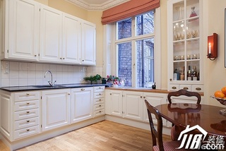 北欧风格公寓简洁白色豪华型厨房橱柜图片