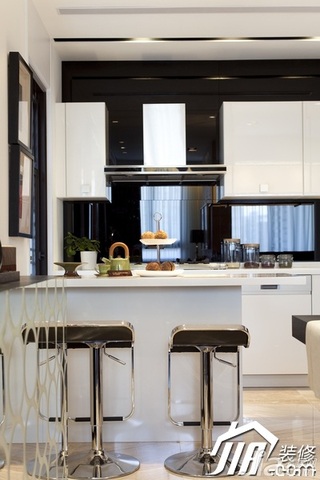 简约风格公寓简洁白色豪华型厨房吧台橱柜设计
