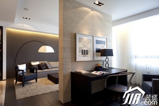 简约风格公寓简洁豪华型工作区背景墙书桌效果图