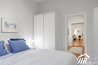 公寓简洁白色经济型90平米卧室背景墙衣柜安装图