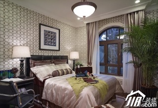 美式风格二居室古典豪华型卧室卧室背景墙床效果图
