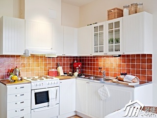 北欧风格公寓简洁白色经济型80平米厨房橱柜图片