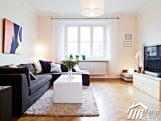 北欧风格公寓简洁经济型80平米客厅沙发背景墙沙发效果图