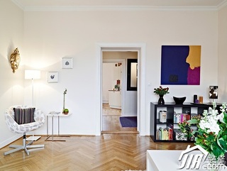 北欧风格公寓简洁白色经济型80平米客厅背景墙灯具效果图