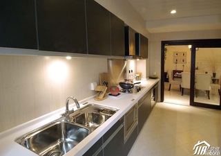 欧式风格三居室实用黑色15-20万厨房橱柜安装图
