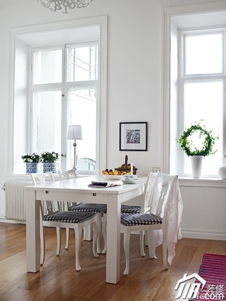 北欧风格公寓简洁白色经济型100平米餐厅餐桌效果图