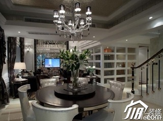 新古典风格二居室古典冷色调富裕型餐厅灯具图片