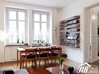 北欧风格公寓实用经济型80平米餐厅书架效果图