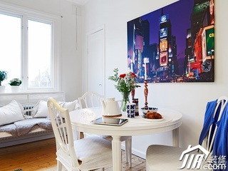 北欧风格一居室简洁白色经济型70平米餐厅餐厅背景墙餐桌效果图