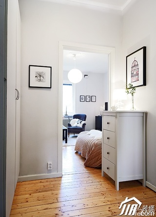 北欧风格一居室简洁白色经济型70平米过道收纳柜图片