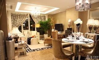 新古典风格二居室舒适富裕型客厅餐桌效果图