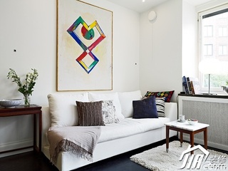 北欧风格公寓简洁白色经济型70平米客厅沙发背景墙沙发效果图