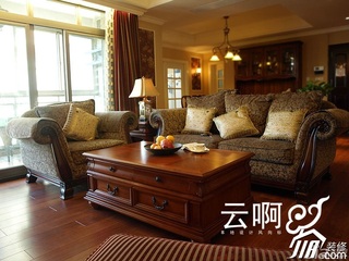 美式乡村风格三居室富裕型客厅沙发效果图
