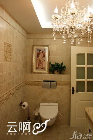美式乡村风格三居室古典米色富裕型卫生间灯具图片