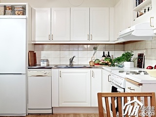 北欧风格复式简洁白色经济型厨房橱柜定做