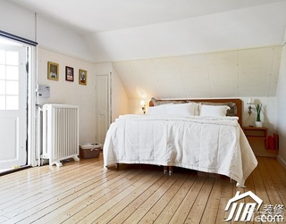北欧风格别墅简洁白色经济型卧室床效果图