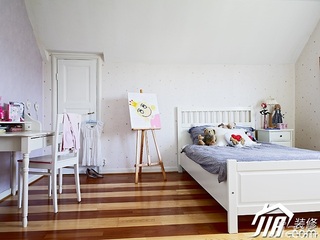 北欧风格别墅简洁白色经济型卧室床图片