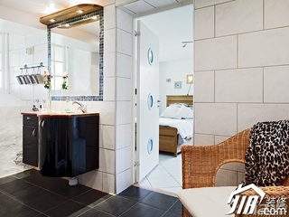 北欧风格别墅简洁白色经济型卫生间洗手台效果图