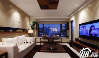 中式风格二居室温馨米色富裕型客厅沙发效果图