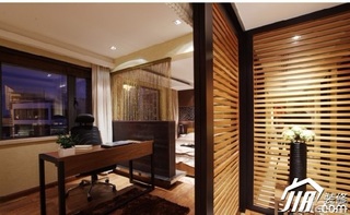 中式风格二居室温馨米色富裕型工作区隔断效果图