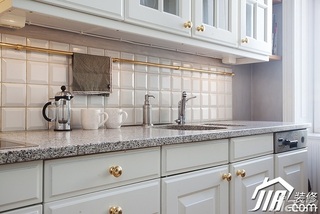 混搭风格公寓简洁白色豪华型厨房橱柜设计图