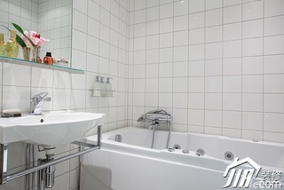 混搭风格公寓简洁白色豪华型卫生间洗手台效果图