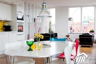混搭风格公寓舒适白色经济型120平米餐厅餐桌图片