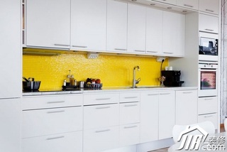 混搭风格公寓简洁白色经济型120平米厨房橱柜安装图