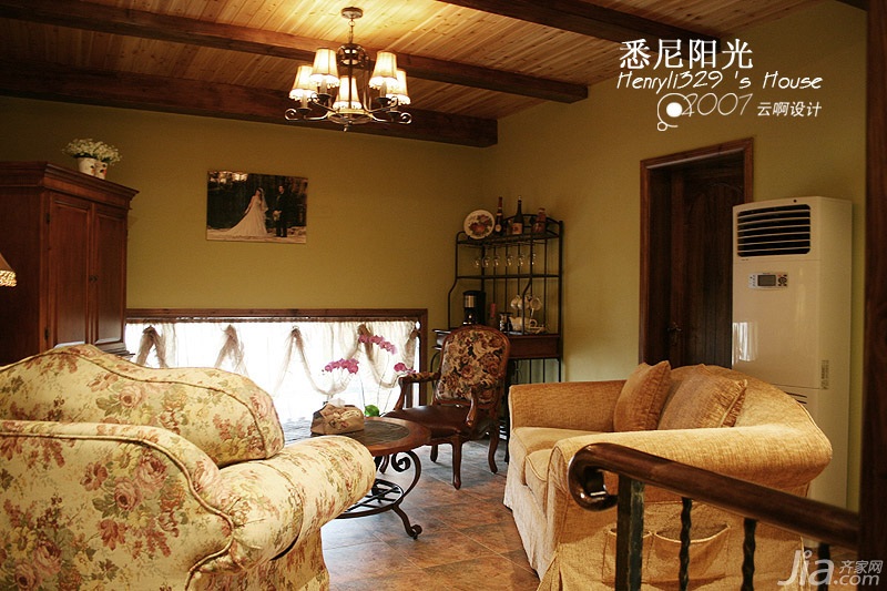 唯美,田园风格,富裕型装修,别墅装修,休息室,阁楼,灯具,沙发