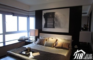 简约风格公寓大气冷色调富裕型卧室卧室背景墙床图片