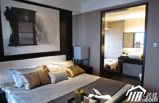 简约风格公寓大气冷色调富裕型卧室背景墙床图片