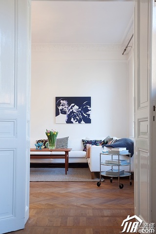 北欧风格二居室简洁白色经济型沙发背景墙装修图片