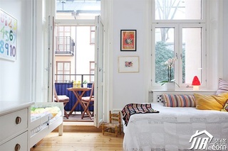 北欧风格二居室小清新白色经济型床图片