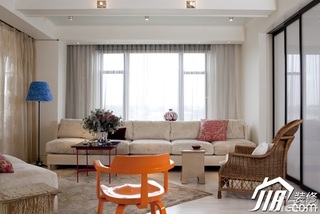 混搭风格公寓舒适白色富裕型客厅沙发图片