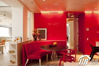 混搭风格公寓温馨红色富裕型效果图