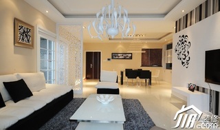 简约风格公寓大气白色豪华型110平米客厅背景墙茶几效果图