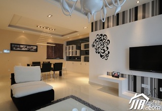 简约风格公寓大气白色豪华型110平米客厅电视背景墙沙发效果图