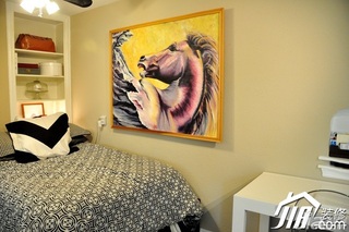 地中海风格小户型舒适经济型40平米卧室卧室背景墙床图片